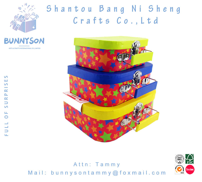 Cardboard Suitcase Gift Boxes for Kids With Metal Handle BNS-S-0622 