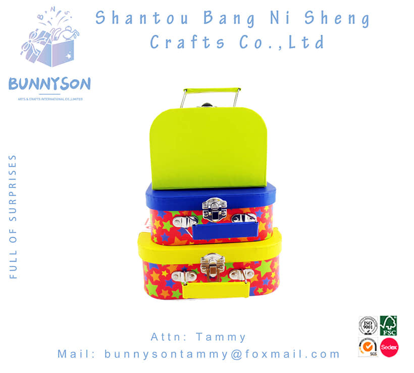Cardboard Suitcase Gift Boxes for Kids With Metal Handle BNS-S-0622 