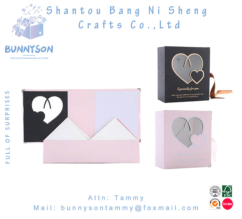 Wholesale Black Luxury Paper Folding Gift Boxes with Fixed Grosgrain Ribbon BNS-F-622-9