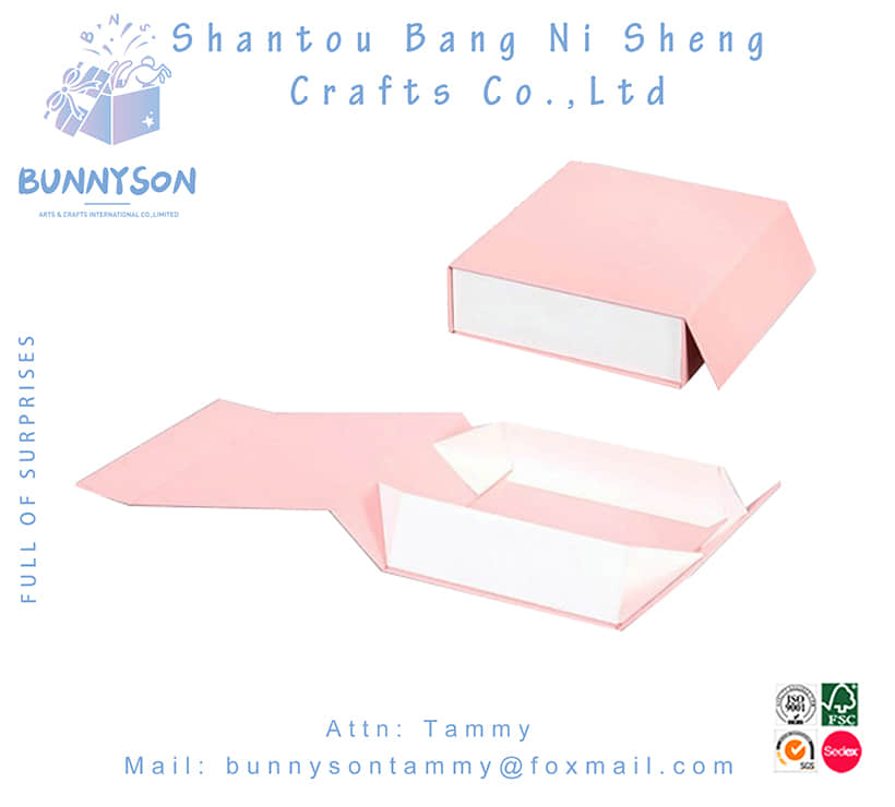 Wholesale Black Luxury Paper Folding Gift Boxes with Fixed Grosgrain Ribbon BNS-F-622-9