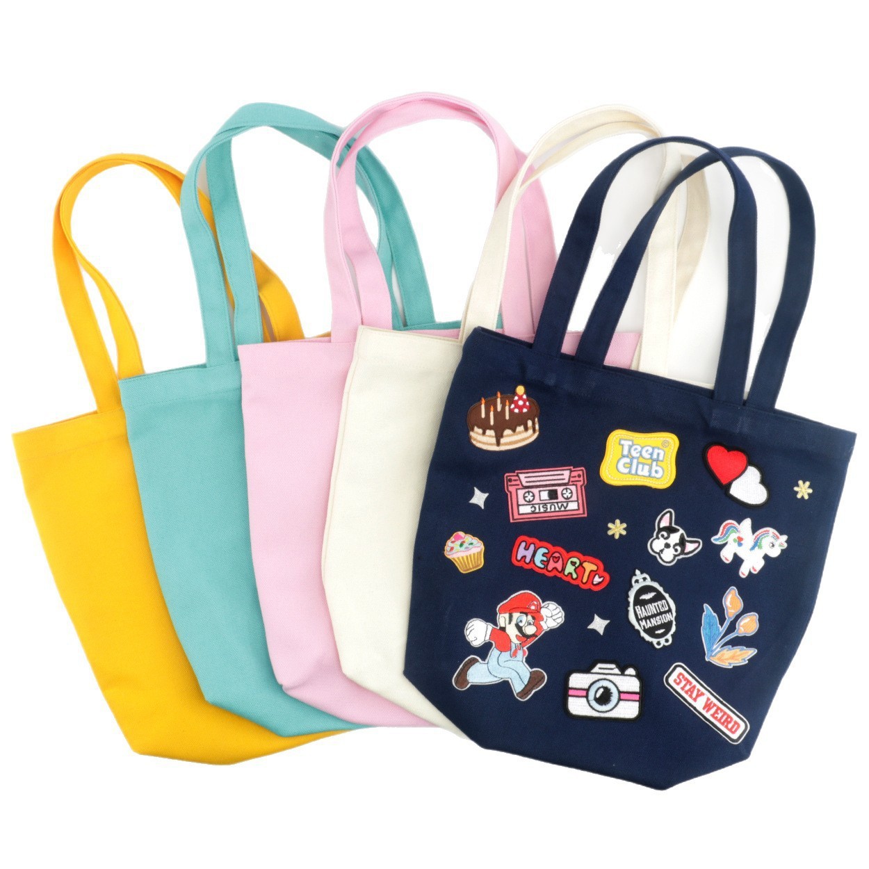 Hot Sale Custom Logo Canvas Tote Bag With Contrast Color Design Reusable Cotton Shopping Bag 