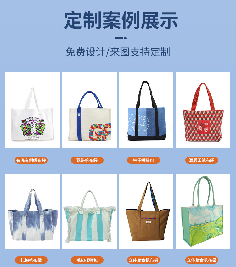 Hot Sale Custom Logo Canvas Tote Bag With Contrast Color Design Reusable Cotton Shopping Bag 